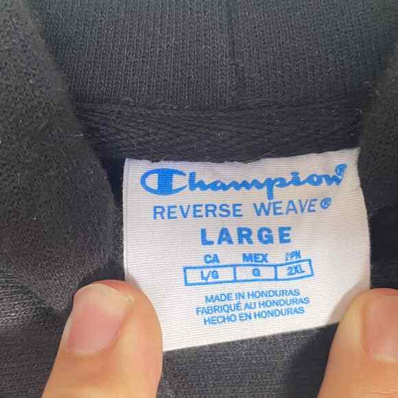 Champion Hoodie Men's Large Black Reverse Weave Knickerbocker Hoodie 72/100 - Picture 7 of 12